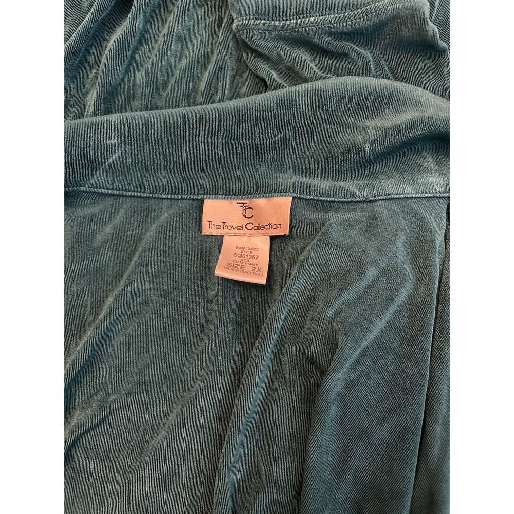 The Travel Collection Vintage Liquid Knit Teal Cardigan Collarded Size 2XL - Picture 3 of 3